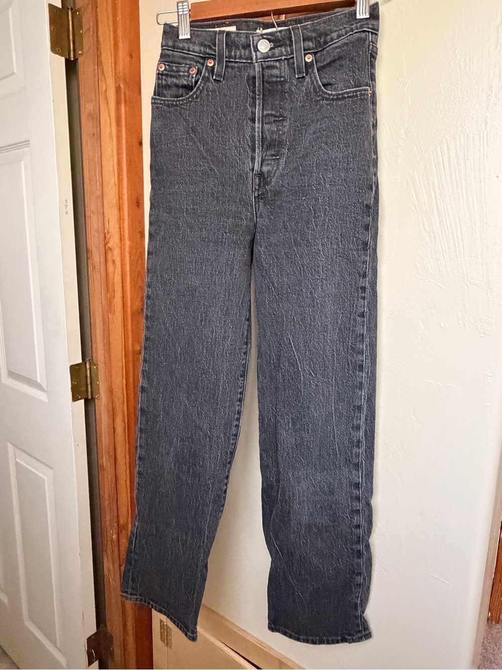 Levi's Straight-Leg High-Rise Jeans in Washed Black